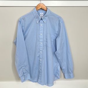 Blue, lightweight, button down, Brooks Brothers, Size L (Regent Fit, runs big).